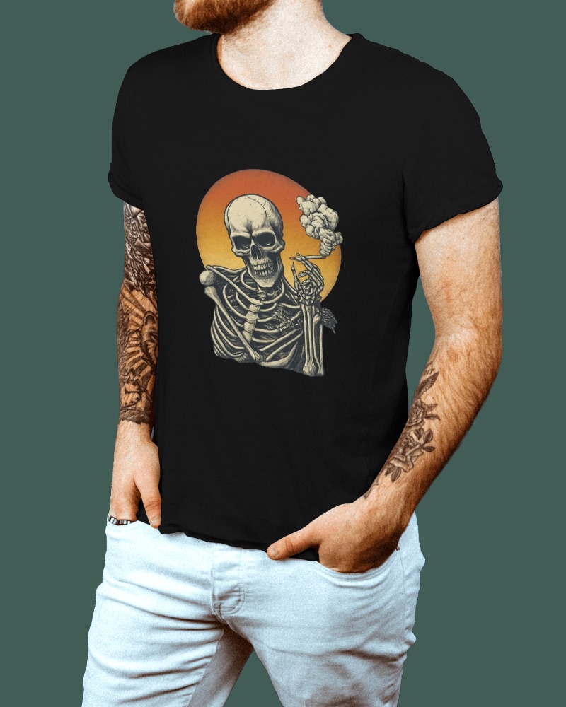 Skeleton Smoking | Male Round Neck | Half Sleeve Classic