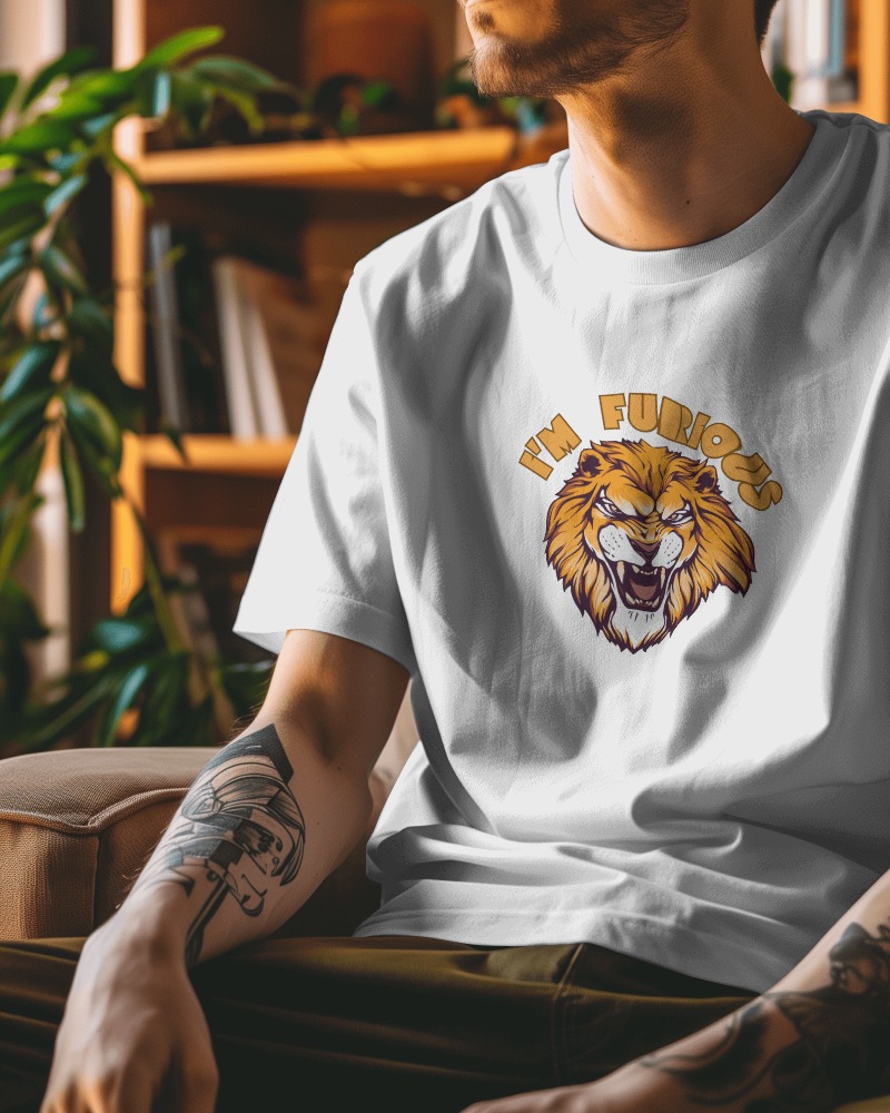 I'm Furious Lion | Male Round Neck Half Sleeve Classic